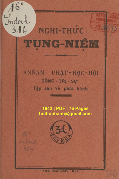 Nghi Thức Tụng Niệm (NXB Đắc Lập 1942) - Annam Phật Học, 76 Trang