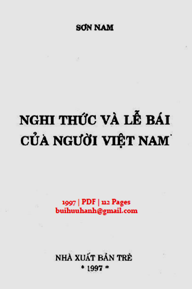 Nghi Thức Và Lễ Bái Của Người Việt Nam (NXB Trẻ 1997) - Sơn Nam, 112 Trang