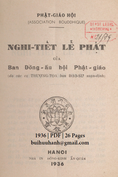 Nghi Tiết Lễ Phật (NXB Đông Kinh 1936) - Phật Giáo Hội, 26 Trang