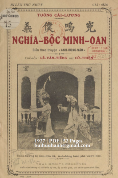 Nghĩa Bộc Minh Oan (NXB Nguyễn Văn Của 1927) - Lê Văn Tiếng, 52 Trang
