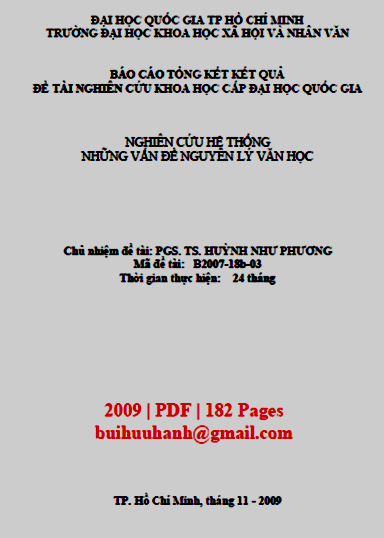 Nghiên Cứu Hệ Thống Những Vấn Đề Nguyên Lý Văn Học (NXB Đại Học Quốc Gia 2009) - Huỳnh Như Phương