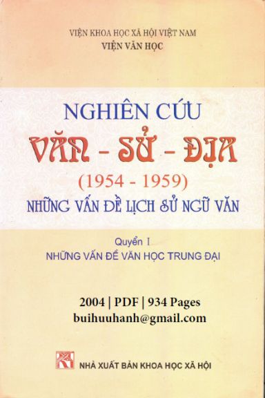 Nghiên Cứu Văn-Sử-Địa 1954-1959 Tập 1 (NXB Khoa Học Xã Hội 2004) - Nguyễn Hữu Sơn, 934 Trang