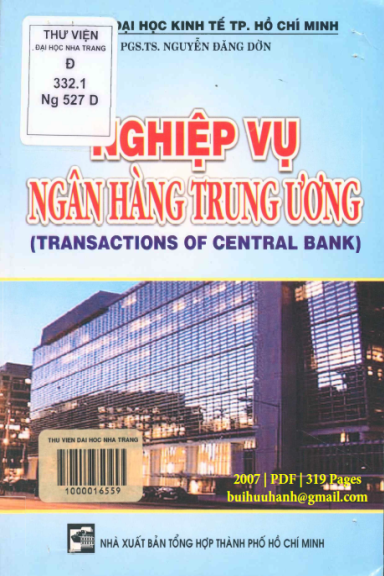 Nghiệp Vụ Ngân Hàng Trung Ương (NXB Tổng Hợp 2007) - Nguyễn Đăng Dờn, 319 Trang