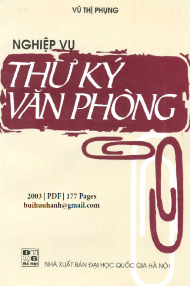 Nghiệp Vụ Thư Ký Văn Phòng (NXB Đại Học Quốc Gia 2003) - Vũ Thị Phụng, 177 Trang