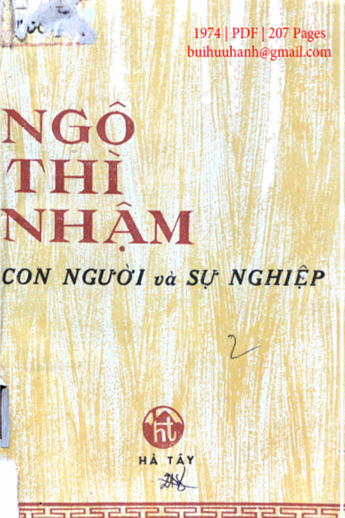 Ngô Thì Nhậm Con Người Và Sự Nghiệp (NXB Hà Tây 1974) - Văn Tân, 207 Trang