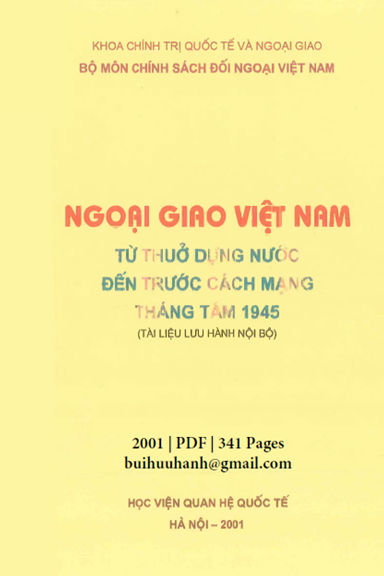 Ngoại Giao Việt Nam Từ Thuở Dựng Nước Đến Trước Cách Mạng Tháng Tám 1945 - Trần Văn Cường, 341 Trang