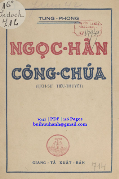 Ngọc Hân Công Chúa (NXB Giang Tả 1942) - Tùng Phong, 116 Trang