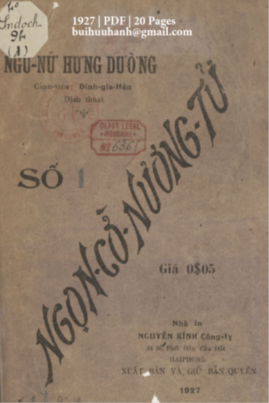Ngọn Cờ Nương Tử Số 1 (NXB Nguyễn Kính 1927) - Định Gia Hân, 20 Trang