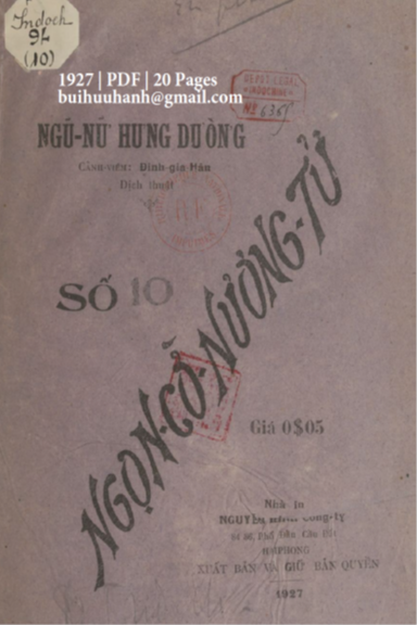 Ngọn Cờ Nương Tử Số 10 (NXB Nguyễn Kính 1927) - Định Gia Hân, 20 Trang