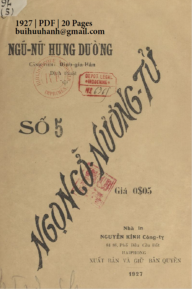 Ngọn Cờ Nương Tử Số 5 (NXB Nguyễn Kính 1927) - Định Gia Hân, 20 Trang