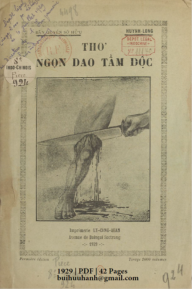 Ngọn Dao Tẫm Độc (NXB Lý Công Quận 1929) - Huỳnh Long, 42 Trang
