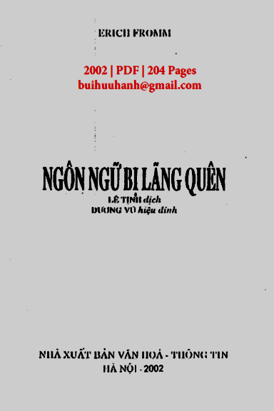 Ngôn Ngữ Bị Lãng Quên (NXB Văn Hóa Thông Tin 2002) - Erich Fromm, 204 Trang