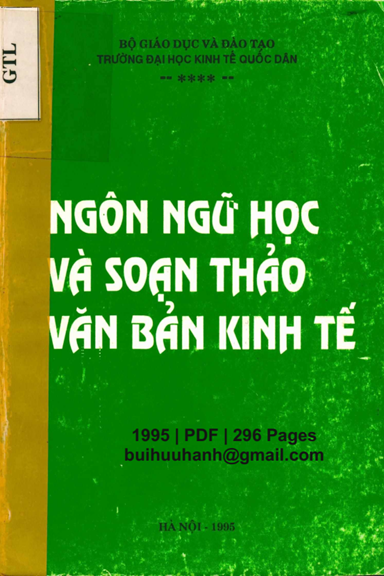 Ngôn Ngữ Học Và Soạn Thảo Văn Bản Kinh Tế (NXB Hà Nội 1995) - Nguyễn Cao Thường, 296 Trang