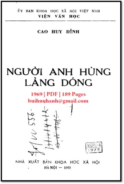 Người Anh Hùng Làng Dóng (NXB Khoa Học Xã Hội 1969) - Cao Huy Đỉnh, 189 Trang