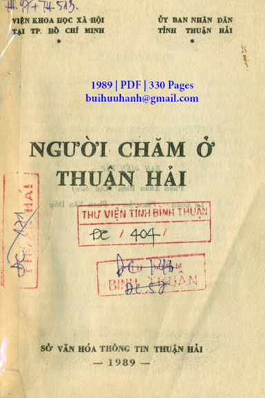 Người Chăm ở Thuận Hải (NXB Thuận Hải 1989) - Phan Xuân Biên, 330 Trang