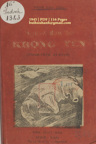 Người Đàn Bà Không Tên (NXB Khuê Văn 1945) - Phạm Cao Củng, 116 Trang