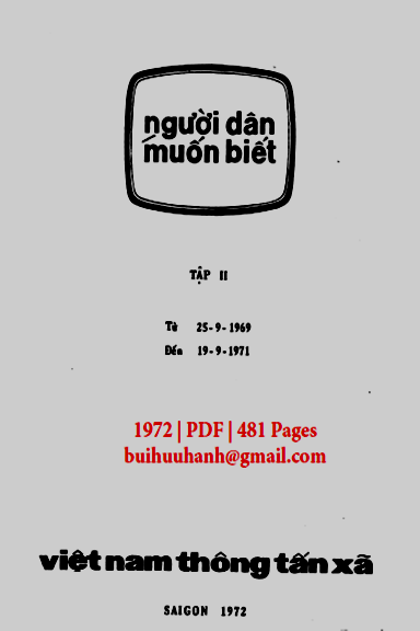 Người Dân Muốn Biết Tập 2 (NXB Sài Gòn 1972) - Trần Văn Lâm, 481 Trang