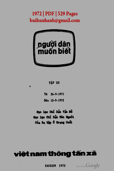 Người Dân Muốn Biết Tập 3 (NXB Sài Gòn 1972) - Trần Văn Lâm, 529 Trang