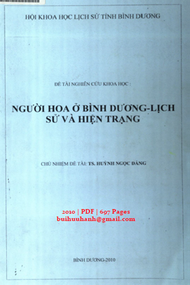 Người Hoa Ở Bình Dương Lịch Sử Và Hiện Trạng (NXB Bình Dương 2010) - Huỳnh Ngọc Đáng, 697 Trang