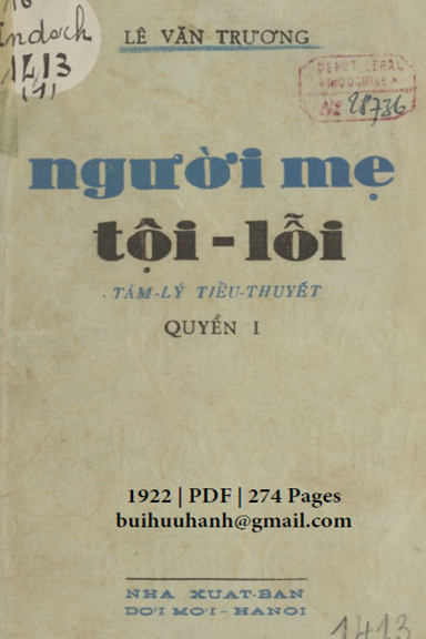 Người Mẹ Tội Lỗi Quyển 1 (NXB Đời Mới 1922) - Lê Văn Trương, 274 Trang