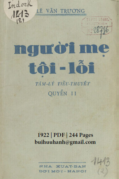 Người Mẹ Tội Lỗi Quyển 2 (NXB Đời Mới 1922) - Lê Văn Trương, 244 Trang