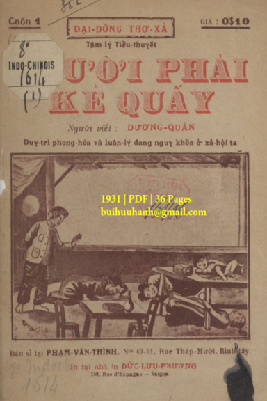 Người Phải Kẽ Quấy Cuốn 1 (NXB Đức Lưu Phương 1931) - Dương Quân, 36 Trang