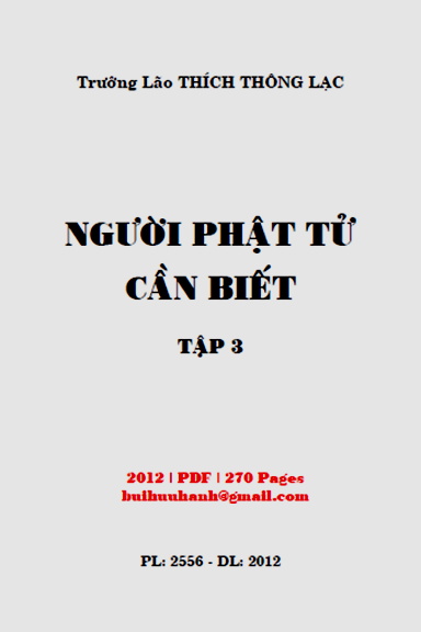Người Phật Tử Cần Biết Tập 3 (NXB Tôn Giáo 2012) - Thích Thông Lạc, 270 Trang