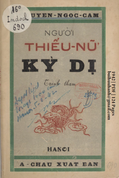 Người Thiếu Nữ Kỳ Dị (NXB Á Châu 1942) - Nguyễn Ngọc Cầm, 124 Trang