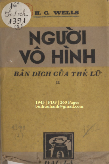 Người Vô Hình Tập 2 (NXB Đại La 1945) - Herbert George Well, 260 Trang