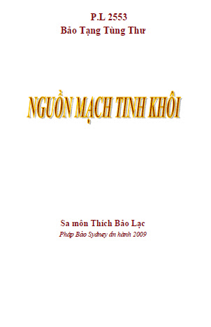 Nguồn Mạch Tinh Khôi (NXB Bảo Tạng 2009) - Thích Bảo Lạc, 283 Trang