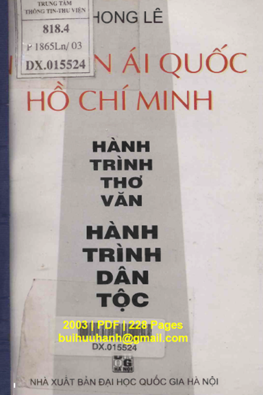 Nguyễn Ái Quốc-Hồ Chí Minh-Hành Trình Thơ Văn, Hành Trình Dân Tộc - Phong Lê, 228 Trang