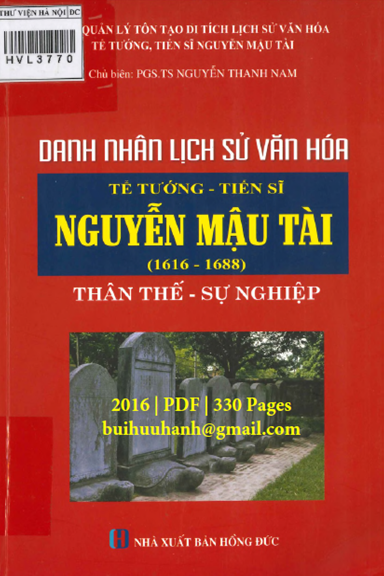 Nguyễn Mậu Tài Thân Thế Sự Nghiệp (NXB Hồng Đức 2016) - Nguyễn Thanh Nam, 330 Trang