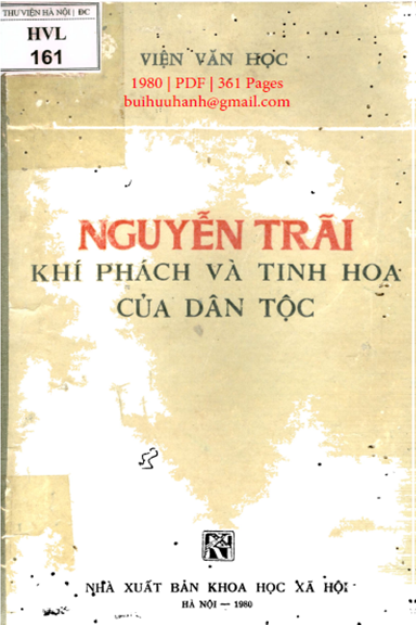 Nguyễn Trãi Khí Phách Và Tinh Hoa Của Dân Tộc (NXB Khoa Học Xã Hội 1980) - Hoàng Trung Thông