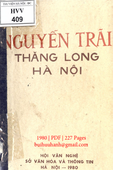 Nguyễn Trãi Thăng Long-Hà Nội (NXB Hà Nội 1980) - Nhiều Tác Giả, 227 Trang