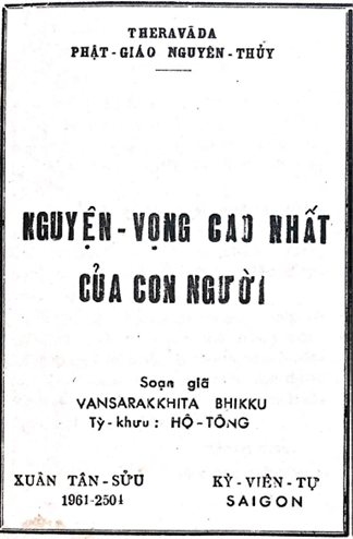 Nguyện Vọng Cao Nhất Của Con Người (NXB Sài Gòn 1961) - Vansarakkhita Bhikkhu, 29 Trang