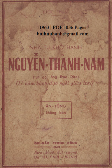 Nhà Tu Hành Khổ Hạnh Nguyễn Thành Nam (NXB Trọng Đông 1963) - Huỳnh Minh, 36 Trang