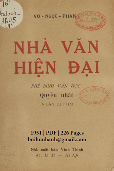 Nhà Văn Hiện Đại Quyển 1 (NXB Vĩnh Thịnh 1951) - Vũ Ngọc Phan, 226 Trang