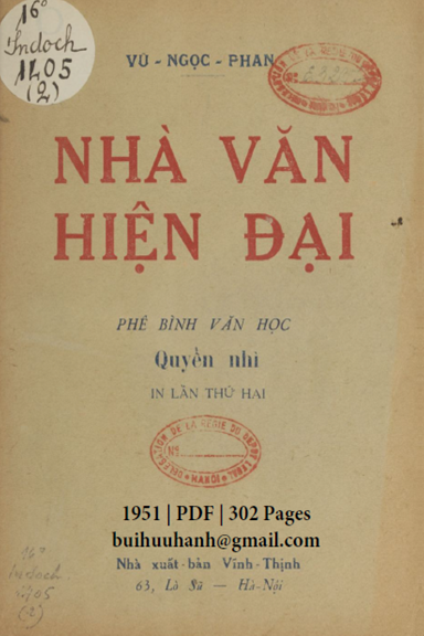 Nhà Văn Hiện Đại Quyển 2 (NXB Vĩnh Thịnh 1951) - Vũ Ngọc Phan, 302 Trang