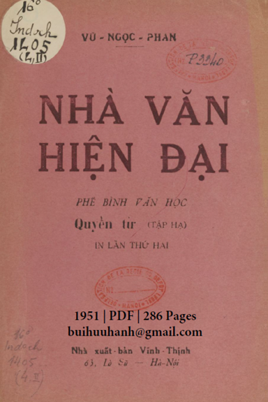 Nhà Văn Hiện Đại Quyển 4 Tập Hạ (NXB Vĩnh Thịnh 1951) - Vũ Ngọc Phan, 286 Trang