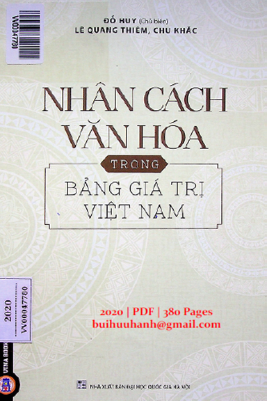 Nhân Cách Văn Hóa Trong Bảng Giá Trị Việt Nam (NXB Đại Học Quốc Gia 2020) - Đỗ Huy, 380 Trang