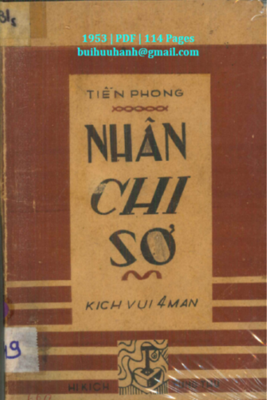 Nhân Chi Sơ (NXB Hà Nội 1953) - Cô Trọng Như, 114 Trang