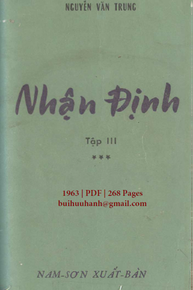 Nhận Định Tập 3 (NXB Nam Sơn 1963) - Nguyễn Văn Trung, 268 Trang