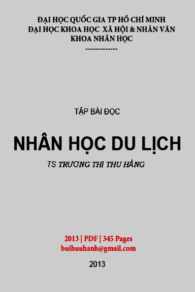Nhân Học Du Lịch (NXB Đại Học Quốc Gia 2013) - Trương Thị Thu Hằng, 345 Trang