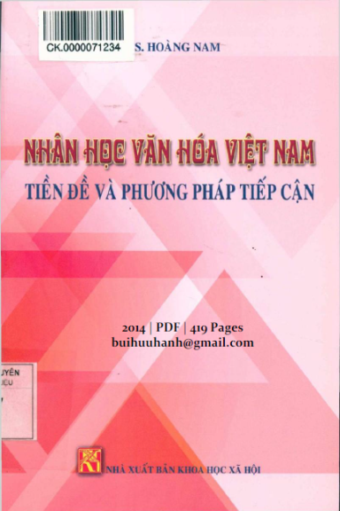Nhân Học Văn Hóa Việt Nam-Tiền Đề Và Phương Pháp Tiếp Cận (NXB Khoa Học Xã Hội 2014) - Hoàng Nam
