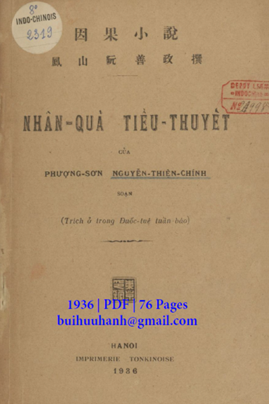 Nhân Quả Tiểu Thuyết (NXB Đông Kinh 1936) - Nguyễn Thiện Chính, 76 Trang