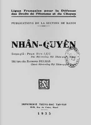 Nhân Quyền (NXB Trung Bắc Tân Văn 1935) - Phạm Huy Lục, 101 Trang
