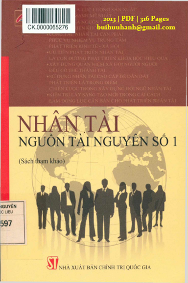 Nhân Tài Nguồn Tài Nguyên Số 1 (NXB Chính Trị 2013) - Triệu Vĩnh Hiền, 316 Trang