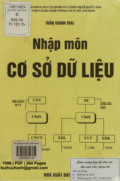 Nhập Môn Cơ Sở Dữ Liệu (NXB Trẻ 1996) - Trần Thành Trai, 264 Trang