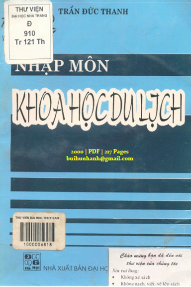 Nhập Môn Khoa Học Du Lịch (NXB Đại Học Quốc Gia 2000) - Trần Đức Thanh, 217 Trang