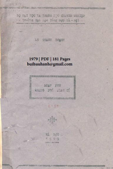 Nhập Môn Quang Phổ Phân Tử Tập 1 (NXB Hà Nội 1979) - Lê Thanh Hoạch, 181 Trang